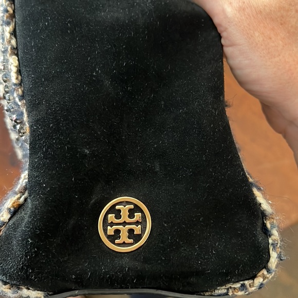 Tory Burch Suede Shearling Fur Embellished Tweed Altersee Chevron Handbag - Picture 7 of 9